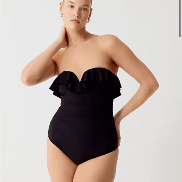 JCREW Matte ruched one piece swimsuit with ruffles Sz 2 NWT - Picture 6 of 7